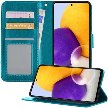 Betaalbare Hoesjes Samsung Galaxy A72 5G Hoesje Book Case Kunstleer Cover Hoes - Turquoise