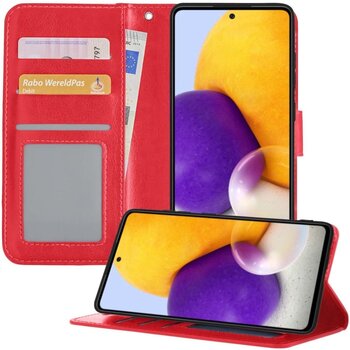 Betaalbare Hoesjes Samsung Galaxy A72 5G Hoesje Book Case Kunstleer Cover Hoes - Rood