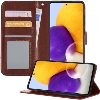 Betaalbare Hoesjes Samsung Galaxy A72 5G Hoesje Book Case Kunstleer Cover Hoes - Bruin