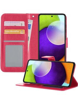 Samsung Galaxy A52 5G Hoesje Book Case Kunstleer Cover Hoes - Donkerroze