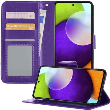 Betaalbare Hoesjes Samsung Galaxy A52 5G Hoesje Book Case Kunstleer Cover Hoes - Paars