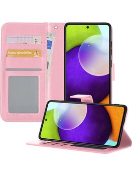 Samsung Galaxy A52 5G Hoesje Book Case Kunstleer Cover Hoes - Lichtroze