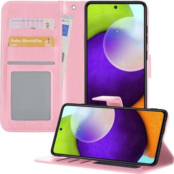 Betaalbare Hoesjes Samsung Galaxy A52 5G Hoesje Book Case Kunstleer Cover Hoes - Lichtroze