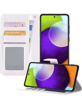 Samsung Galaxy A52 5G Hoesje Book Case Kunstleer Cover Hoes - Wit