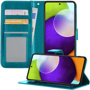 Betaalbare Hoesjes Samsung Galaxy A52 5G Hoesje Book Case Kunstleer Cover Hoes - Turquoise