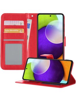 Samsung Galaxy A52 5G Hoesje Book Case Kunstleer Cover Hoes - Rood