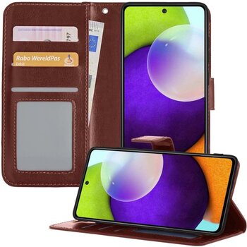 Betaalbare Hoesjes Samsung Galaxy A52 5G Hoesje Book Case Kunstleer Cover Hoes - Bruin