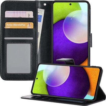 Betaalbare Hoesjes Samsung Galaxy A52 5G Hoesje Book Case Kunstleer Cover Hoes - Zwart