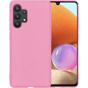 Betaalbare Hoesjes Samsung Galaxy A32 5G Hoesje Siliconen Hoes Case Cover - Lichtroze