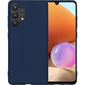 Betaalbare Hoesjes Samsung Galaxy A32 5G Hoesje Siliconen Hoes Case Cover - Donkerblauw