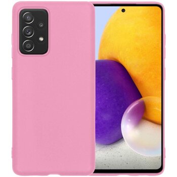 Betaalbare Hoesjes Samsung Galaxy A72 Hoesje Siliconen Hoes Case Cover - Lichtroze