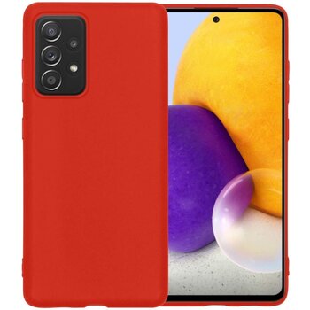 Betaalbare Hoesjes Samsung Galaxy A72 Hoesje Siliconen Hoes Case Cover - Rood