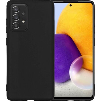 Betaalbare Hoesjes Samsung Galaxy A72 Hoesje Siliconen Hoes Case Cover - Zwart