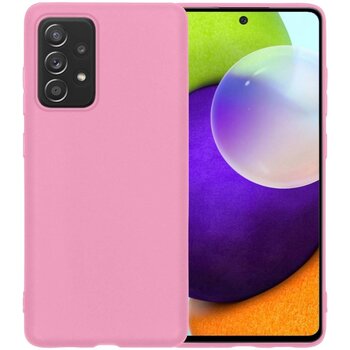 Betaalbare Hoesjes Samsung Galaxy A52 Hoesje Siliconen Hoes Case Cover - Lichtroze