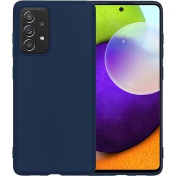 Betaalbare Hoesjes Samsung Galaxy A52 Hoesje Siliconen Hoes Case Cover - Donkerblauw