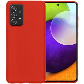 Betaalbare Hoesjes Samsung Galaxy A52 Hoesje Siliconen Hoes Case Cover - Rood