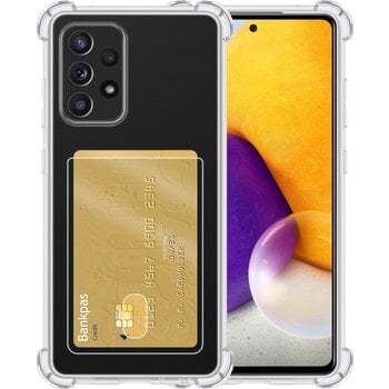 Betaalbare Hoesjes Samsung Galaxy A72 Hoesje Siliconen Hoes Case Cover met Pasjeshouder - Transparant