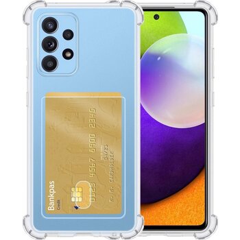 Betaalbare Hoesjes Samsung Galaxy A52 Hoesje Siliconen Hoes Case Cover met Pasjeshouder - Transparant