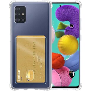 Samsung Galaxy A51 Hoesje Siliconen Hoes Case Cover met Pasjeshouder - Transparant