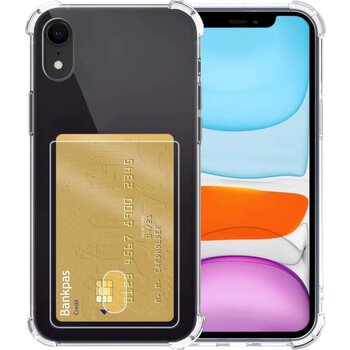 Apple iPhone XR Hoesje Siliconen Hoes Case Cover met Pasjeshouder - Transparant