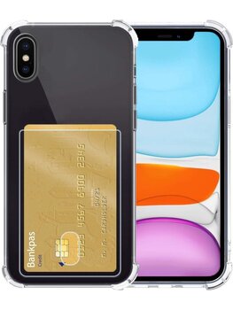 Apple iPhone Xs Hoesje Siliconen Hoes Case Cover met Pasjeshouder - Transparant