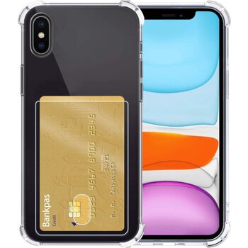 Apple iPhone Xs Hoesje Siliconen Hoes Case Cover met Pasjeshouder - Transparant