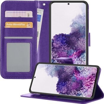 Betaalbare Hoesjes Samsung Galaxy S20 Ultra Hoesje Book Case Kunstleer Cover Hoes - Paars