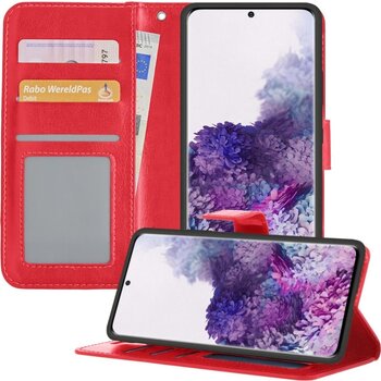 Betaalbare Hoesjes Samsung Galaxy S20 Ultra Hoesje Book Case Kunstleer Cover Hoes - Rood