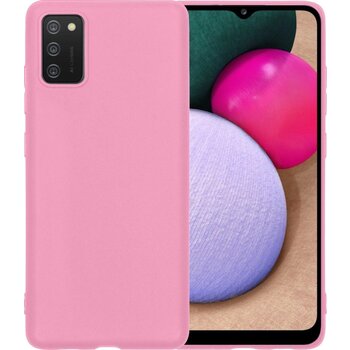 Betaalbare Hoesjes Samsung Galaxy A02s Hoesje Siliconen Hoes Case Cover - Lichtroze