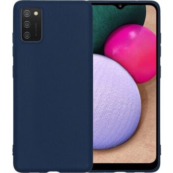 Betaalbare Hoesjes Samsung Galaxy A02s Hoesje Siliconen Hoes Case Cover - Donkerblauw