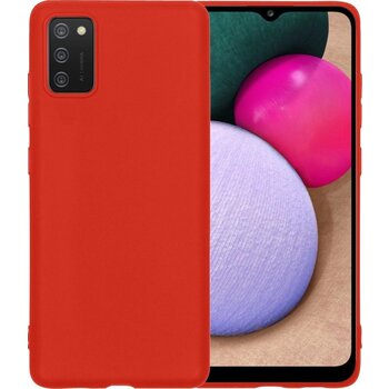 Betaalbare Hoesjes Samsung Galaxy A02s Hoesje Siliconen Hoes Case Cover - Rood