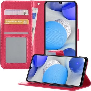 Betaalbare Hoesjes Samsung Galaxy A42 Hoesje Book Case Kunstleer Cover Hoes - Donkerroze