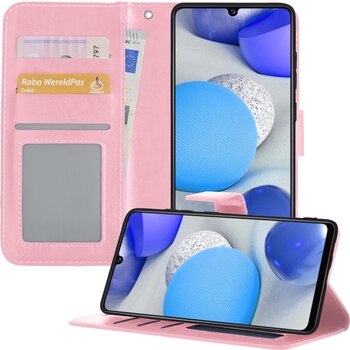 Betaalbare Hoesjes Samsung Galaxy A42 Hoesje Book Case Kunstleer Cover Hoes - Lichtroze