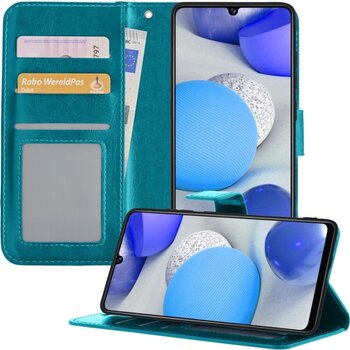 Betaalbare Hoesjes Samsung Galaxy A42 Hoesje Book Case Kunstleer Cover Hoes - Turquoise