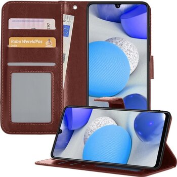 Betaalbare Hoesjes Samsung Galaxy A42 Hoesje Book Case Kunstleer Cover Hoes - Bruin