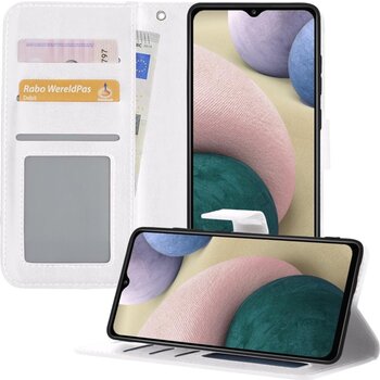 Samsung Galaxy A12 Hoesje Book Case Kunstleer Cover Hoes - Wit