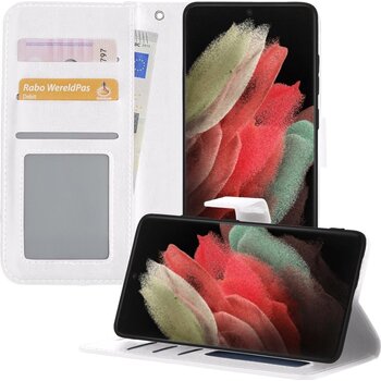 Samsung Galaxy S21 Ultra Hoesje Book Case Kunstleer Cover Hoes - Wit