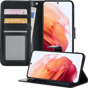 Samsung Galaxy S21 Plus Hoesje Book Case Kunstleer Cover Hoes - Zwart