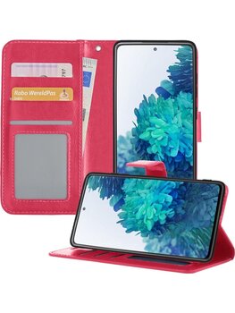 Samsung Galaxy S20 FE Hoesje Book Case Kunstleer Cover Hoes - Donkerroze