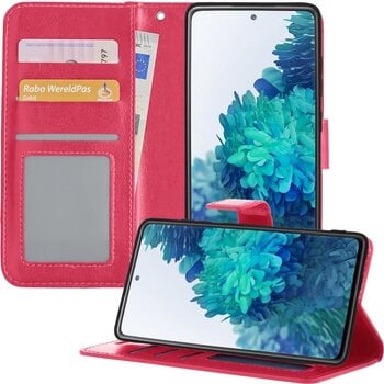 Betaalbare Hoesjes Samsung Galaxy S20 FE Hoesje Book Case Kunstleer Cover Hoes - Donkerroze