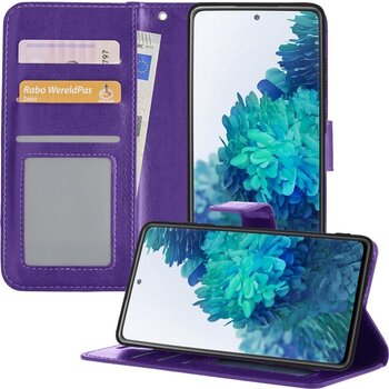 Betaalbare Hoesjes Samsung Galaxy S20 FE Hoesje Book Case Kunstleer Cover Hoes - Paars