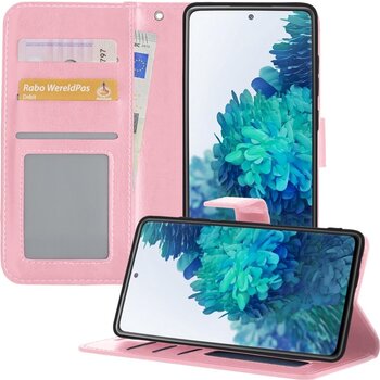 Betaalbare Hoesjes Samsung Galaxy S20 FE Hoesje Book Case Kunstleer Cover Hoes - Lichtroze