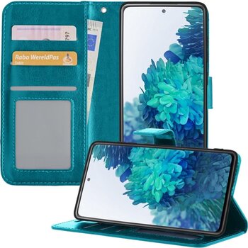 Betaalbare Hoesjes Samsung Galaxy S20 FE Hoesje Book Case Kunstleer Cover Hoes - Turquoise