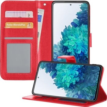 Betaalbare Hoesjes Samsung Galaxy S20 FE Hoesje Book Case Kunstleer Cover Hoes - Rood