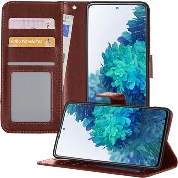 Betaalbare Hoesjes Samsung Galaxy S20 FE Hoesje Book Case Kunstleer Cover Hoes - Bruin