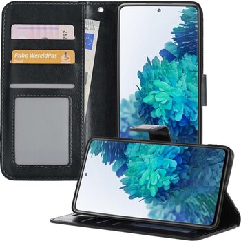 Betaalbare Hoesjes Samsung Galaxy S20 FE Hoesje Book Case Kunstleer Cover Hoes - Zwart