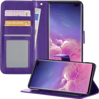 Betaalbare Hoesjes Samsung Galaxy S10 Hoesje Book Case Kunstleer Cover Hoes - Paars