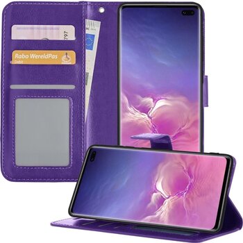 Samsung Galaxy S10 Hoesje Book Case Kunstleer Cover Hoes - Paars