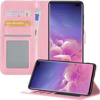 Betaalbare Hoesjes Samsung Galaxy S10 Hoesje Book Case Kunstleer Cover Hoes - Lichtroze