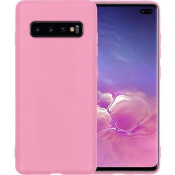 Betaalbare Hoesjes Samsung Galaxy S10 Hoesje Siliconen Hoes Case Cover - Lichtroze